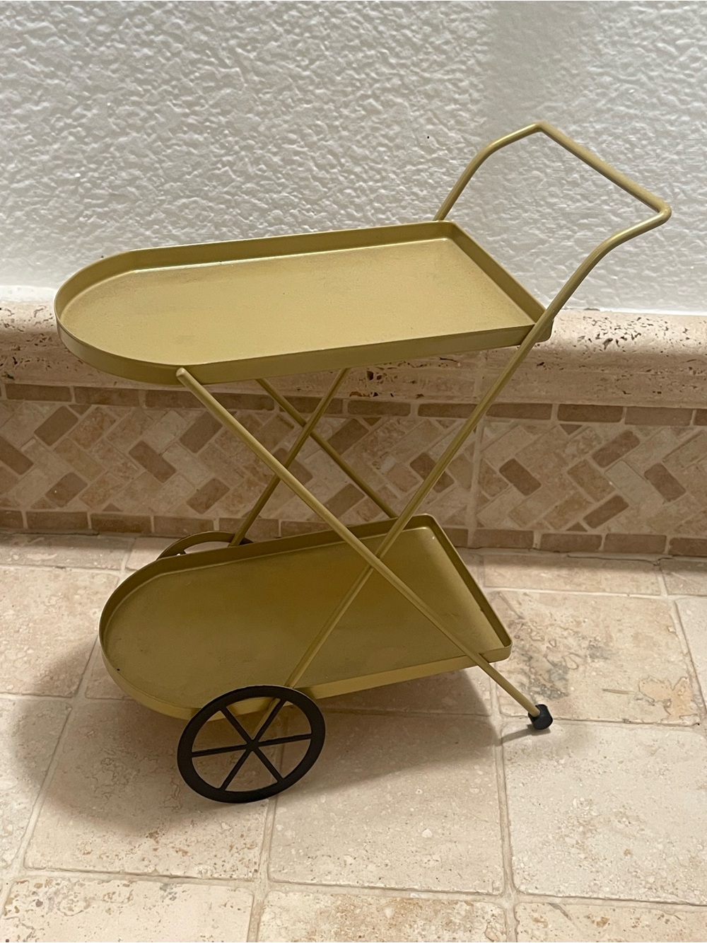 Vintage-Style Two-Tier Mini Metal Bar Cart